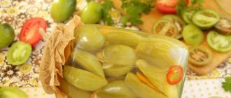 Priprave iz zelenih paradižnikov: recepti s fotografijami